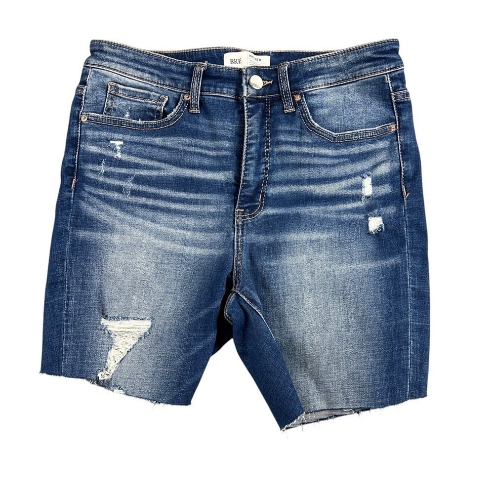 BKE Parker Cutoff Jean Shorts Women's 28 Distressed Ripped Medium Wash